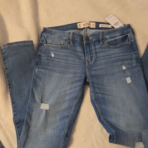 Hollister Women's Light Blue Ripped Skinny Jeans 27 X 30 Size 5